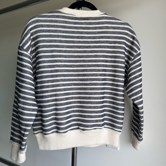 ZARA Crew Neck White Blue Stripe Soft Cotton Blend Sweater Size Small - Picture 9 of 9